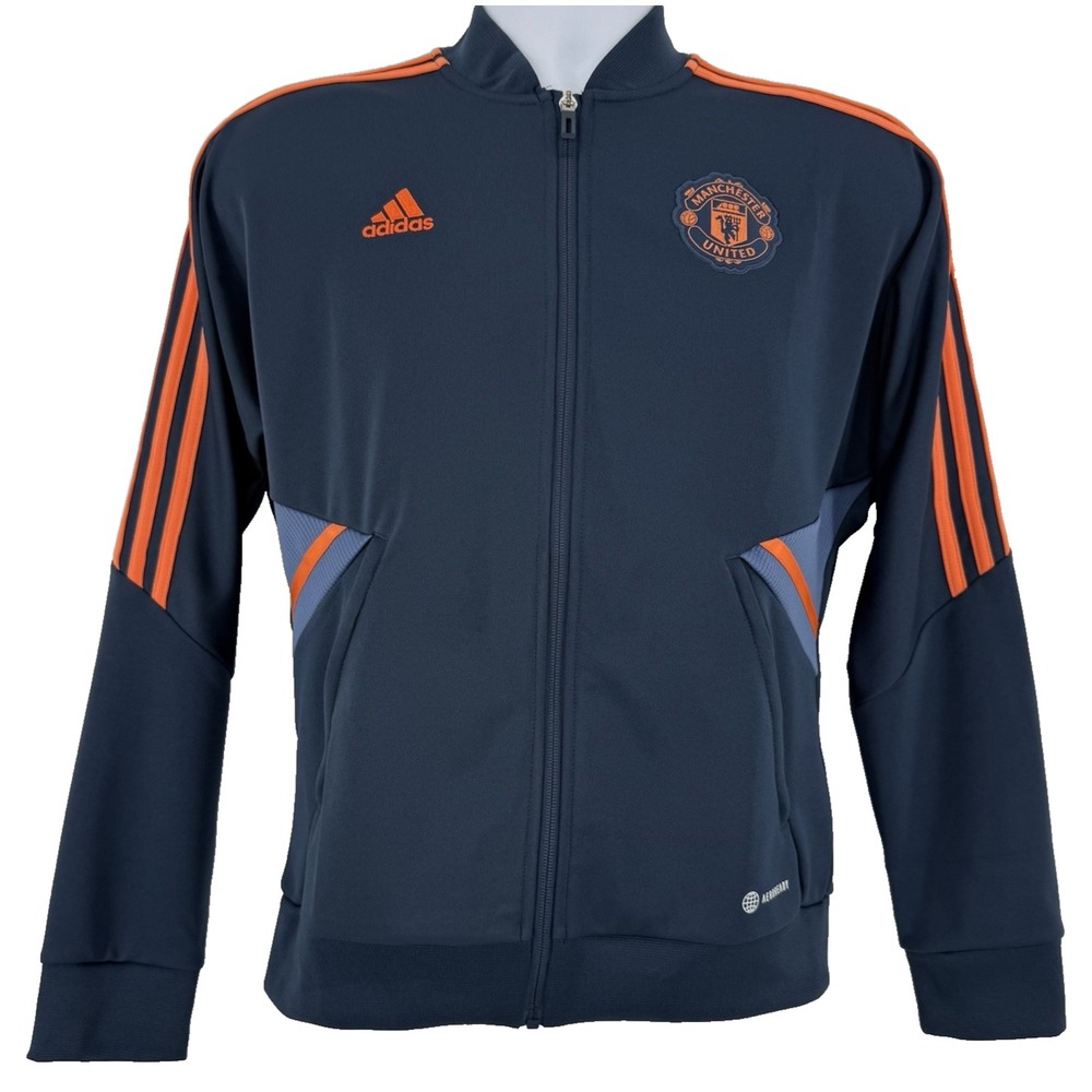 Manchester United Jacket Adidas Men S Full Zip AEROREADY Navy Orange Soccer